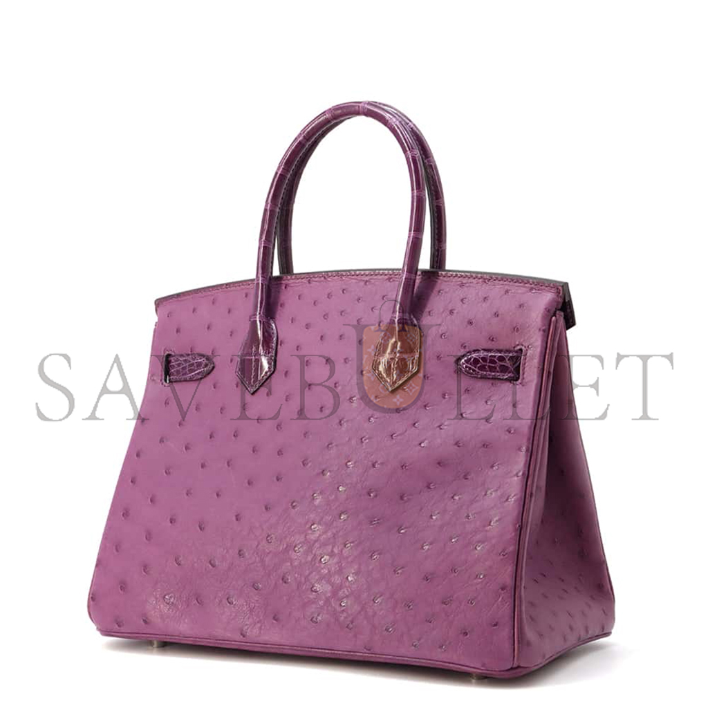 HERMÈS MASTER BIRKIN 30 OSTRICH AND CROCODILE LEATHER GOLD BUCKLE H041933CK6N (30*22*16cm)